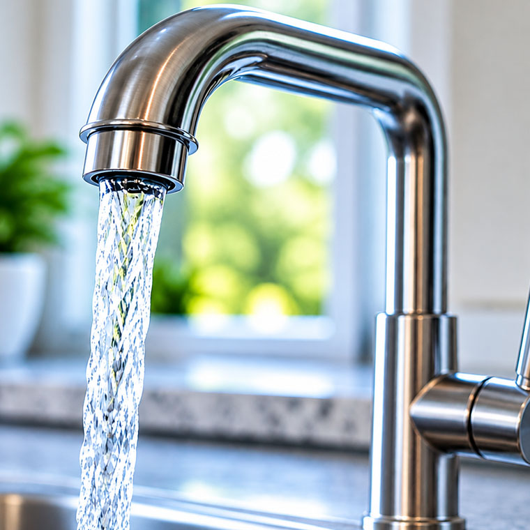 Running kitchen faucet
